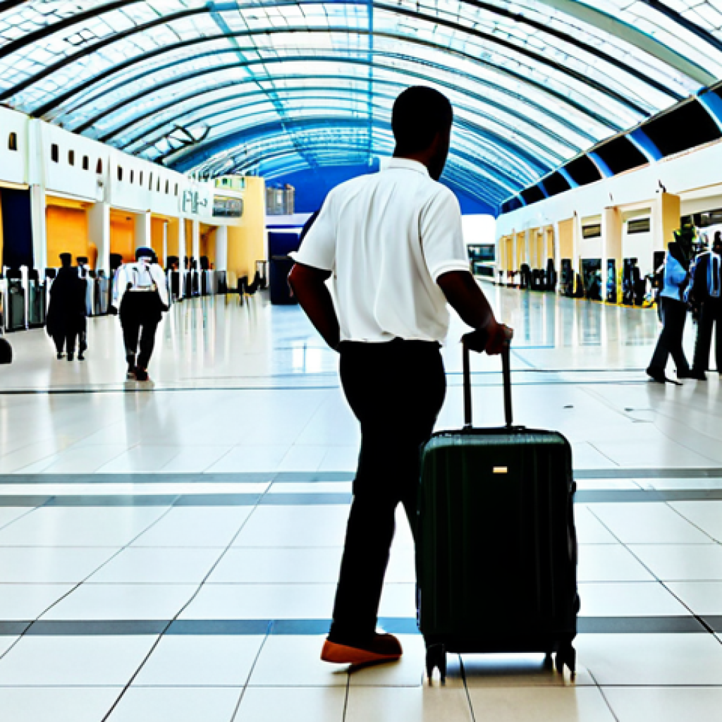 Arrival at Djibouti-Ambouli International Airport**

"A fully clothed traveler arriving at Djibouti-Ambouli International Airport, pulling a suitcase, in a bright and airy modern airport terminal, appropriate attire, safe for work, perfect anatomy, natural proportions, professional photography, daytime."

**