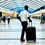 Arrival at Djibouti-Ambouli International Airport**

"A fully clothed traveler arriving at Djibouti-Ambouli International Airport, pulling a suitcase, in a bright and airy modern airport terminal, appropriate attire, safe for work, perfect anatomy, natural proportions, professional photography, daytime."

**