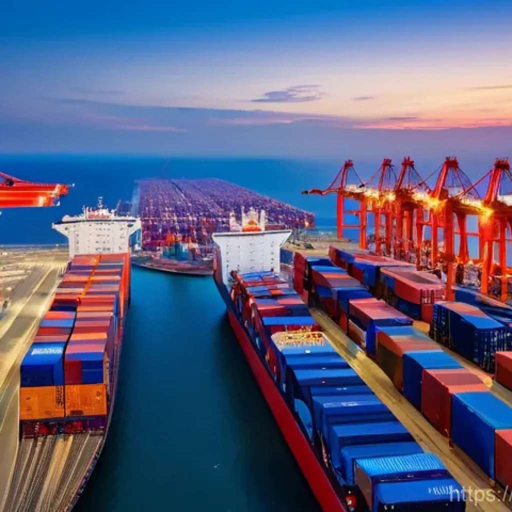 지부티와 국경을 맞댄 국가들 비교 - **Prompt 1: "A bustling, futuristic port scene in Djibouti, showcasing the Doraleh Container Termina...