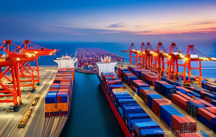 지부티와 국경을 맞댄 국가들 비교 - **Prompt 1: "A bustling, futuristic port scene in Djibouti, showcasing the Doraleh Container Termina...