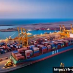 지부티 무역 루트와 해상 전략적 위치 - A panoramic aerial view of the modern port of Djibouti at sunset, showcasing giant cranes unloading ...