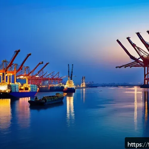 지부티와 아프리카 유럽 간 역사적 교류 - A bustling modern port scene at Djibouti, showing large cargo ships docking alongside traditional wo...
